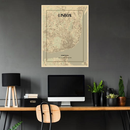Lisbon in Vintage Poster - Street Map 3
