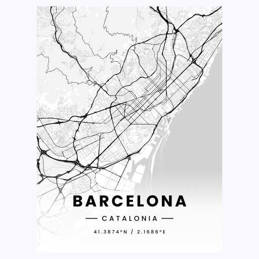Barcelona in Light Poster - Street Map 1