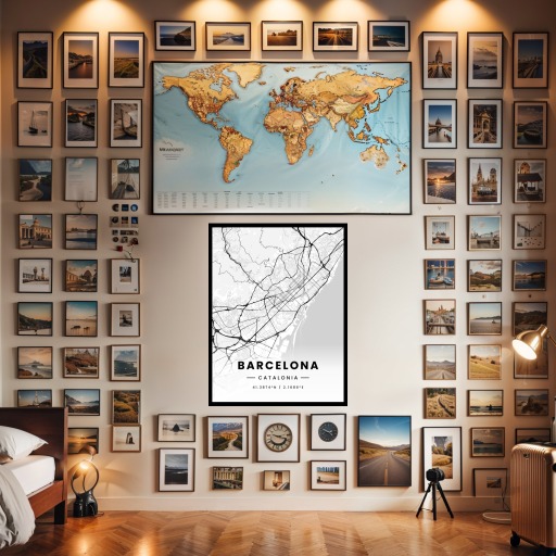 Barcelona in Light Poster - Street Map 3