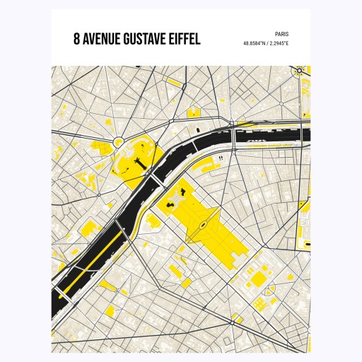 Eiffel Tower Poster - Street Map 1