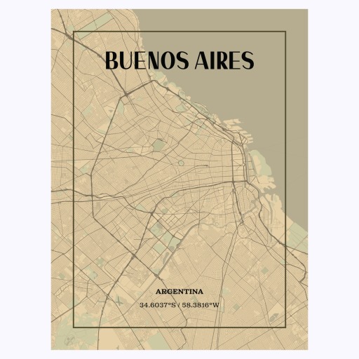 Buenos Aires in Vintage Poster - Street Map 1