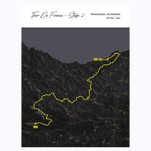 2023 Tour de France Stage 2 Poster - Route Map 1