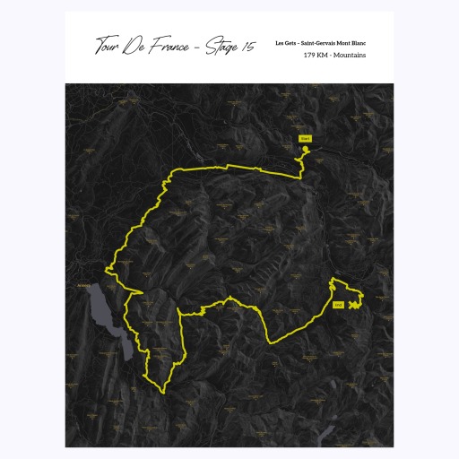 2023 Tour de France Stage 15 Poster - Route Map 1