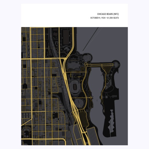 Chicago Bears Stadium Poster - Street Map 1