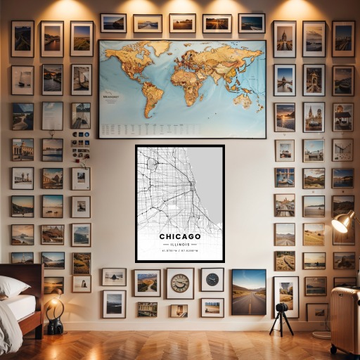 Chicago in Light Poster - Street Map 3