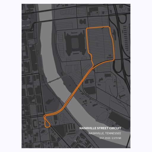 Nashville Street Circuit Poster - Track Map 1