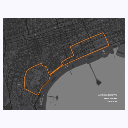 Azerbaijan Grand Prix Poster - Track Map 1