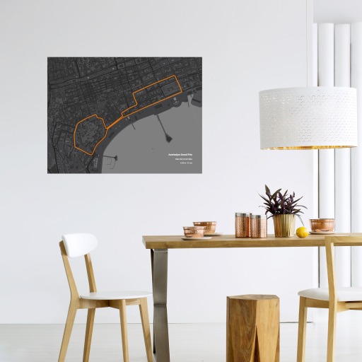 Azerbaijan Grand Prix Poster - Track Map 4