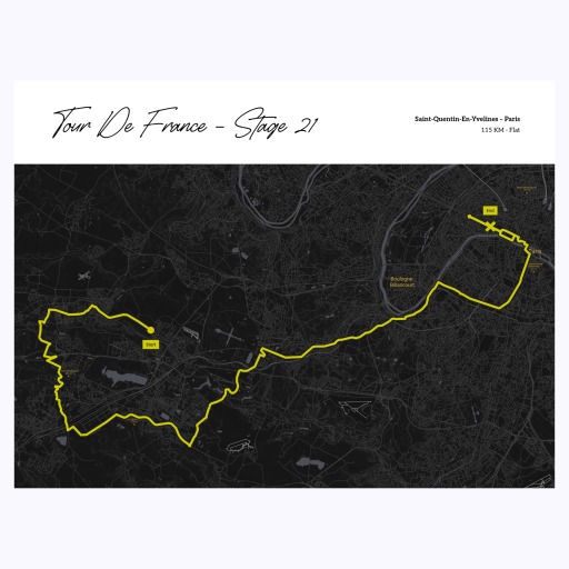 2023 Tour de France Stage 21 Poster - Route Map 1