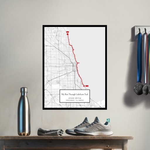 My Run Through Lakefront Trail Poster - Route Map 4