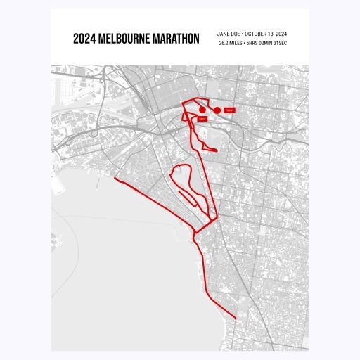 2024 Melbourne Marathon Poster - Route Map 1