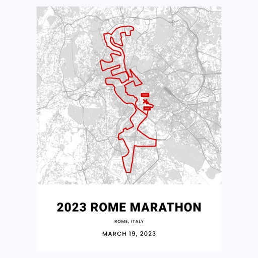 2023 Rome Marathon Poster - Route Map 1
