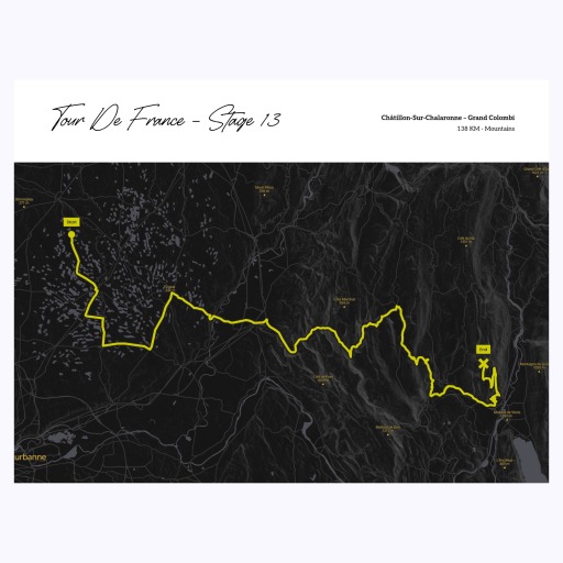 2023 Tour de France Stage 13 Poster - Route Map 1