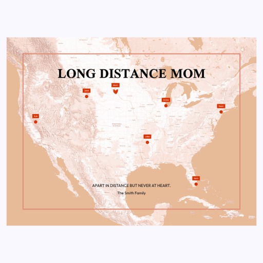 Long Distance Mom Poster - Terrain Map 1