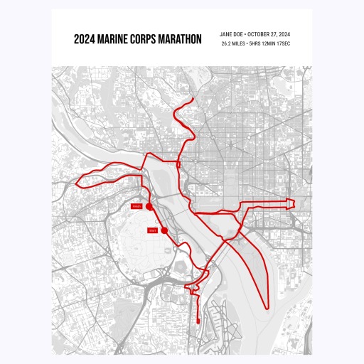 2024 Marine Corps Marathon Poster - Route Map 1