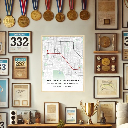 Run Trough My Neighborhood Poster - Route Map 2