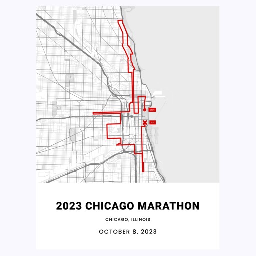2023 Chicago Marathon Poster - Route Map 1