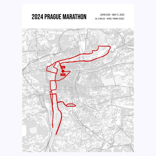 2024 Prague Marathon Poster - Route Map 1