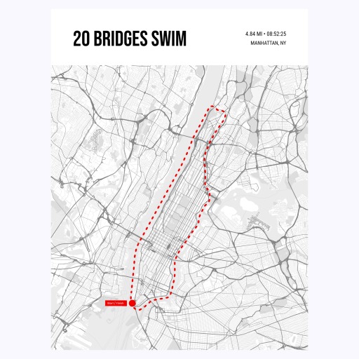 20 Bridges Swim Poster - Route Map 1