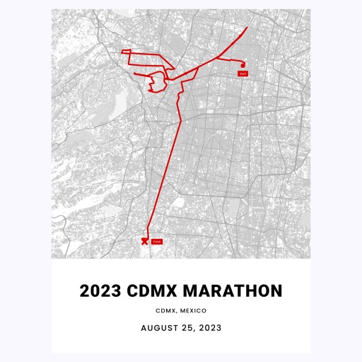 2023 Mexico City Marathon Poster - Route Map 1