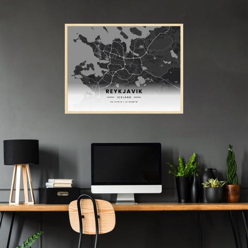 Reykjavik in Dark Poster - Street Map 3