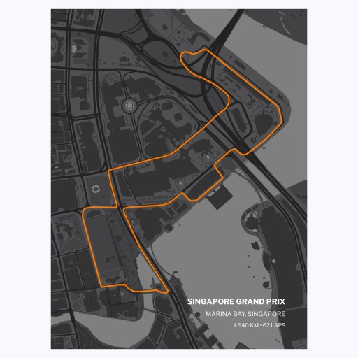 Singapore Grand Prix Poster - Track Map 1