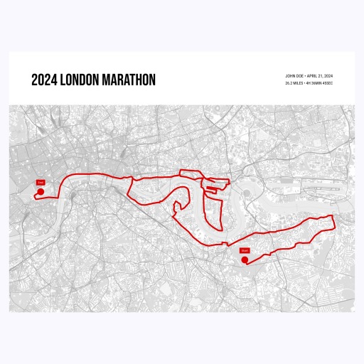 2024 London Marathon Poster - Route Map 1