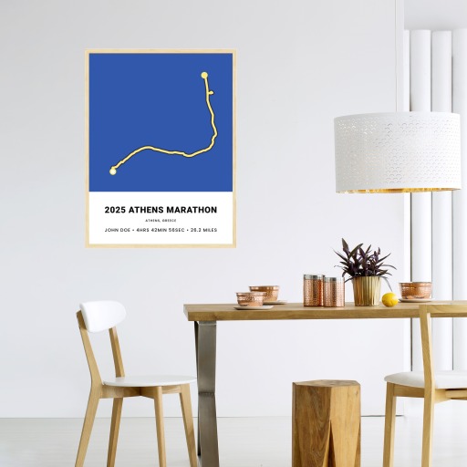 Minimalist 2025 Athens Marathon Poster - Route Map 5