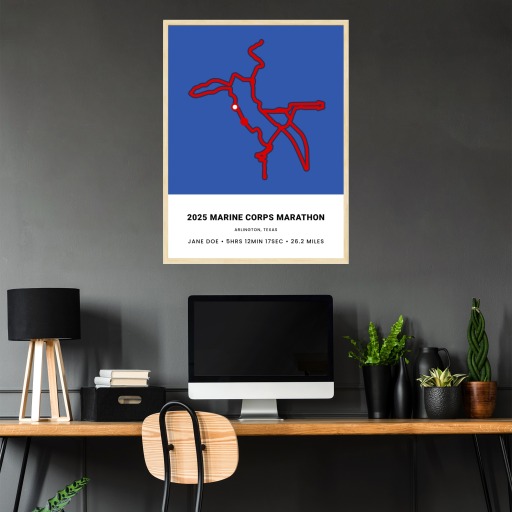 Minimalist 2025 USMC Marathon Poster - Route Map 4