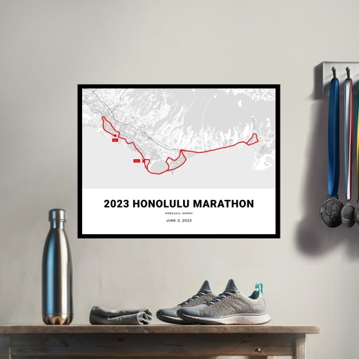 2023 Honolulu Marathon Poster - Route Map 3