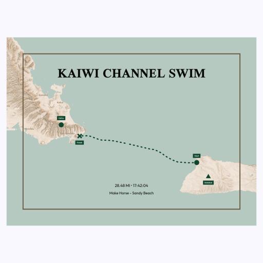 Kaiwi Channel Swim Poster - Route Map 1
