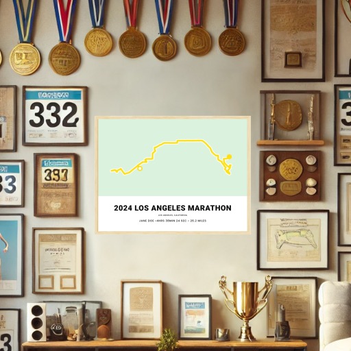 Minimalist 2025 Los Angeles Marathon Poster - Route Map 2