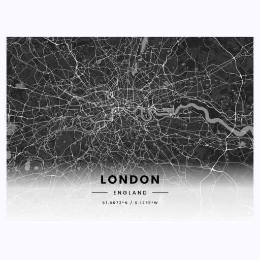 London in Dark Poster - Street Map 1