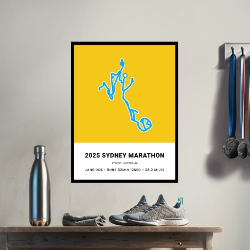 Minimalist 2025 Sydney Marathon Poster - Route Map 3