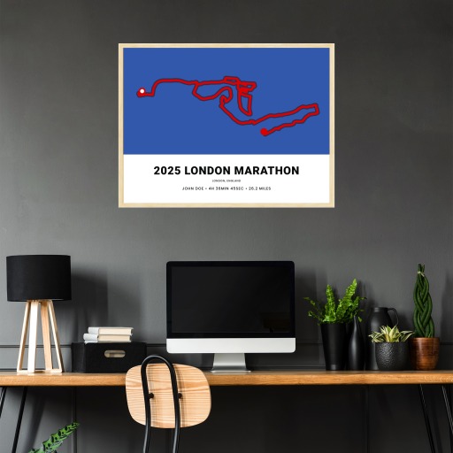 Minimalist 2025 London Marathon Poster - Route Map 4