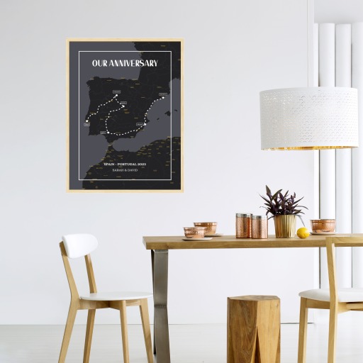 Our Anniversary Trip Poster for Him - Route Map 4