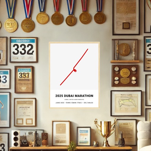 Minimalist 2025 Dubai Marathon Poster - Route Map 2