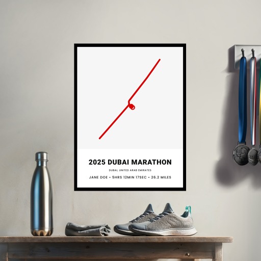 Minimalist 2025 Dubai Marathon Poster - Route Map 3