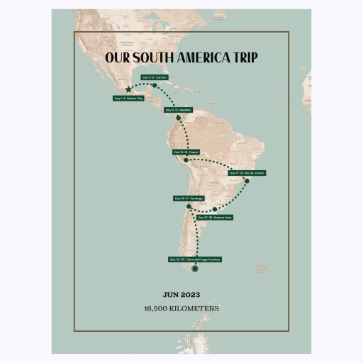 Our South America Trip Poster - Route Map 1
