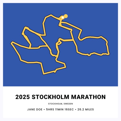 Minimalist 2025 Stockholm Marathon Poster - Route Map 1