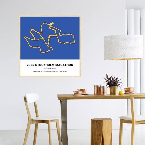 Minimalist 2025 Stockholm Marathon Poster - Route Map 5