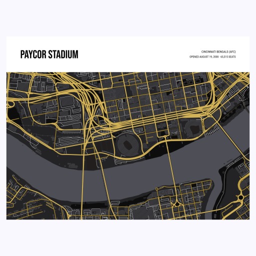 Cincinnati Bengals Stadium Poster - Street Map 1