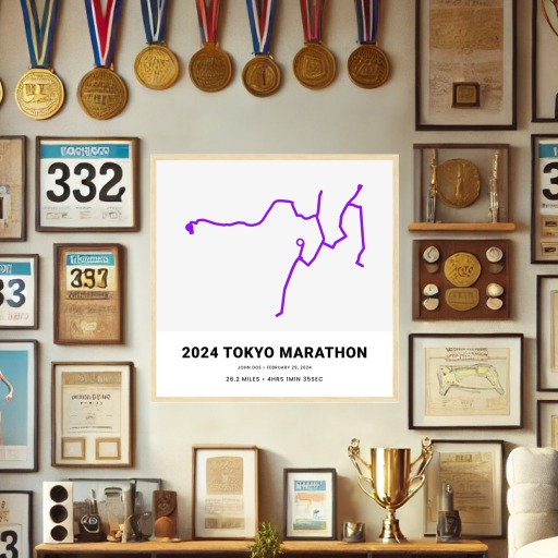 Minimalist 2025 Tokyo Marathon Poster - Route Map 2