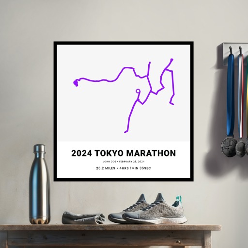 Minimalist 2025 Tokyo Marathon Poster - Route Map 3