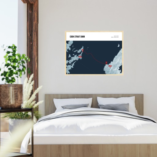 Cook Strait Swim Poster - Route Map 5