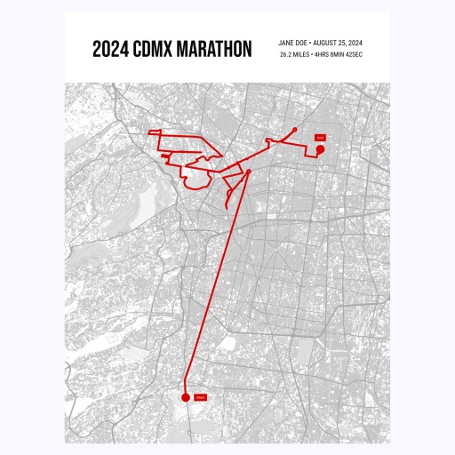2024 Mexico CIty Marathon Poster - Route Map 1