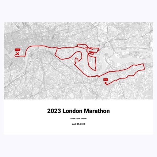 2023 London Marathon Poster - Route Map 1