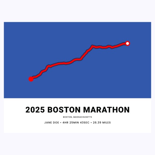 Minimalist 2025 Boston Marathon Poster - Route Map 1