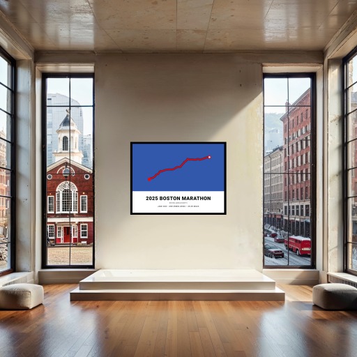 Minimalist 2025 Boston Marathon Poster - Route Map 2