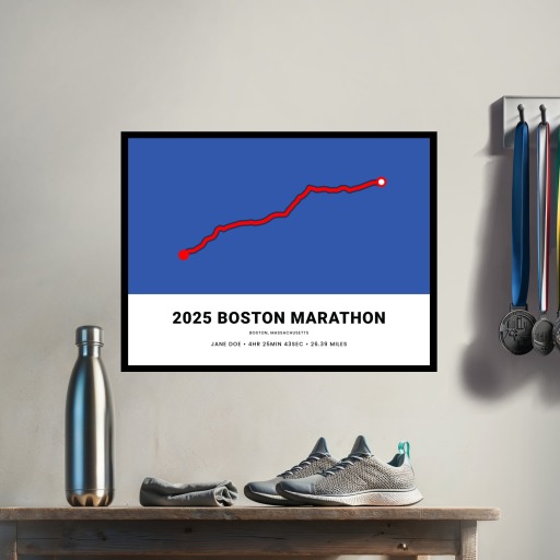 Minimalist 2025 Boston Marathon Poster - Route Map 4